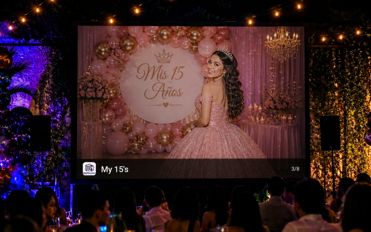 Quinceañera slideshow preview with guest photos