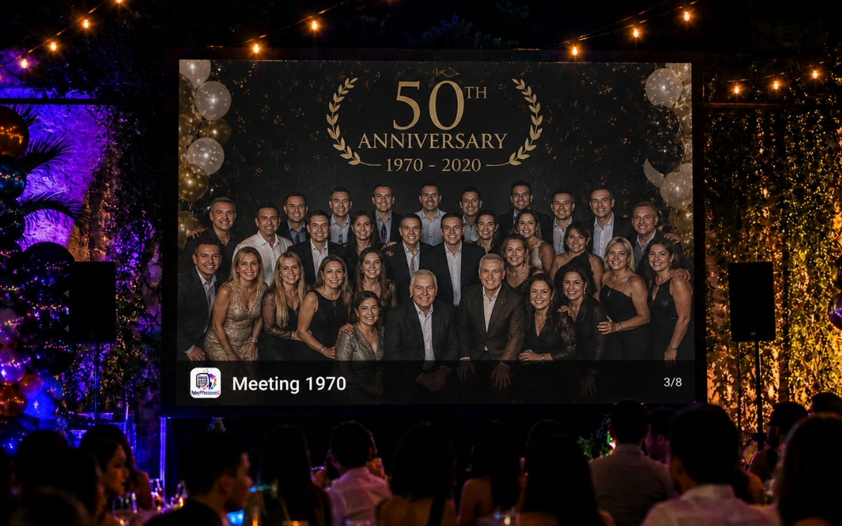 Anniversary slideshow preview with guest photos