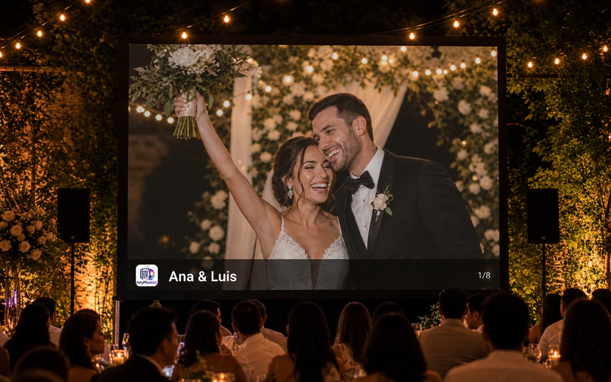 Wedding slideshow preview with guest photos