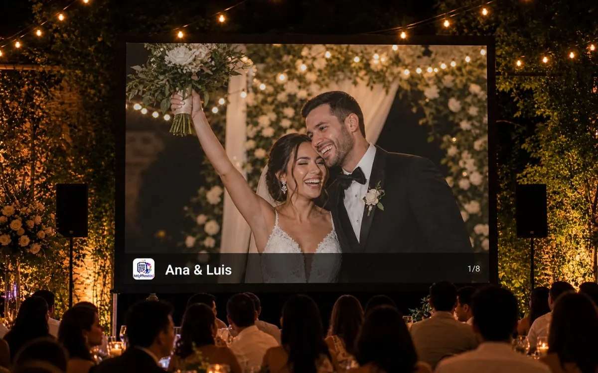 Wedding photo sharing QR code for guest uploads